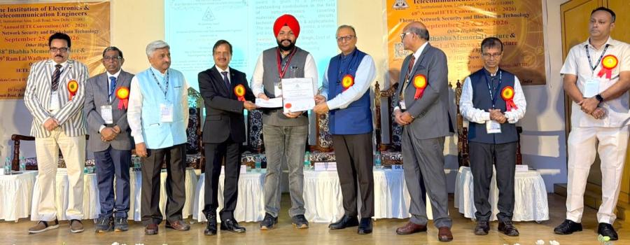 Award to the PEC Faculty member Prof Simranjit Singh